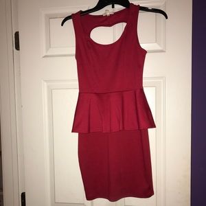 red peplum dress